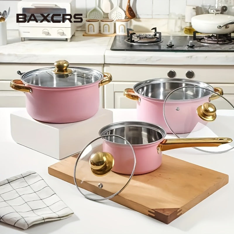 BAXCRS 6pcs Stainless Steel Cookware Set