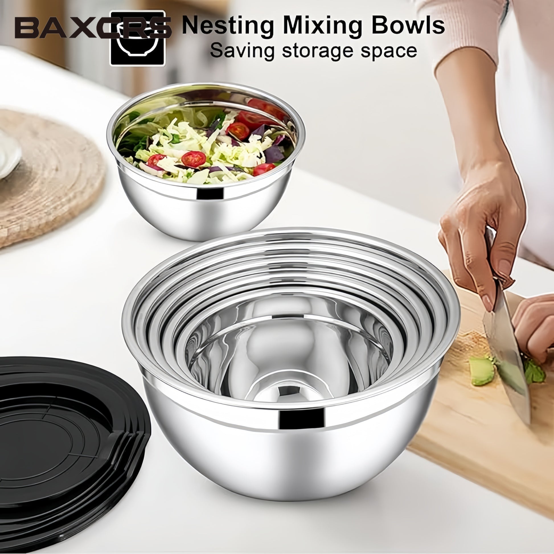 BAXCRS 7 PCS Stainless Steel Mixing Bowls Set With Lids