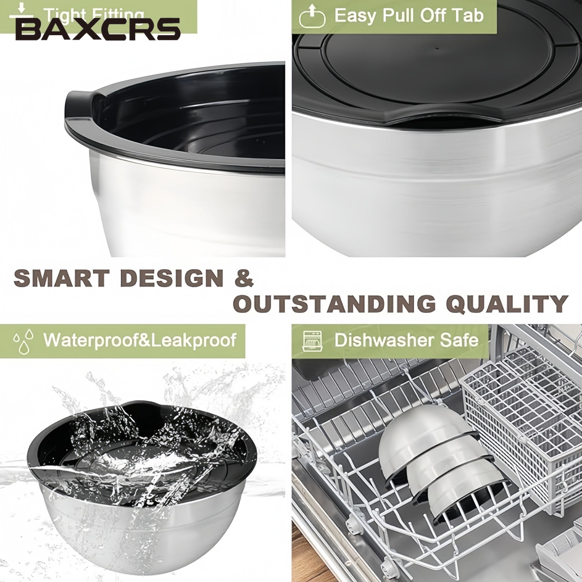 BAXCRS 7 PCS Stainless Steel Mixing Bowls Set With Lids