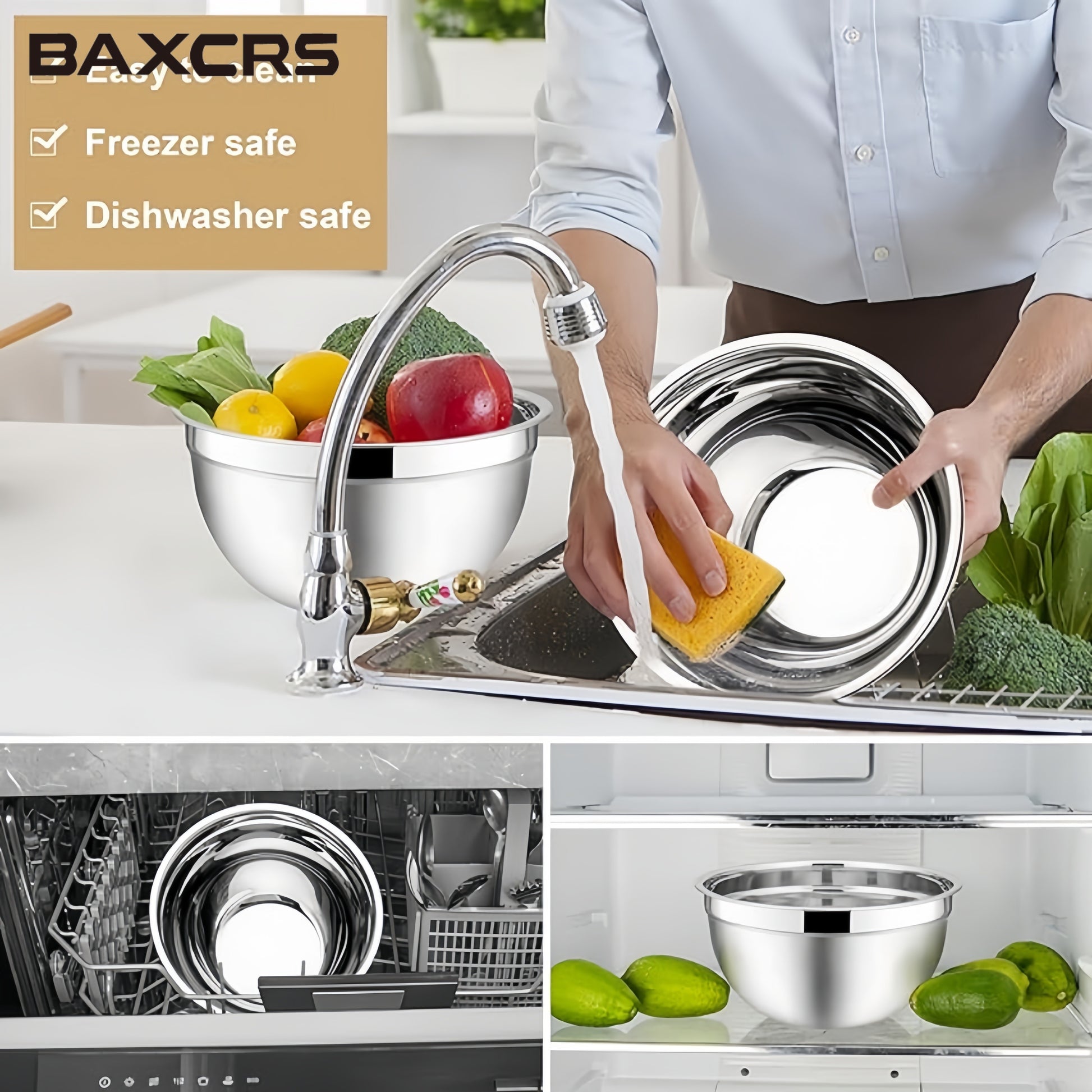 BAXCRS 7 PCS Stainless Steel Mixing Bowls Set With Lids
