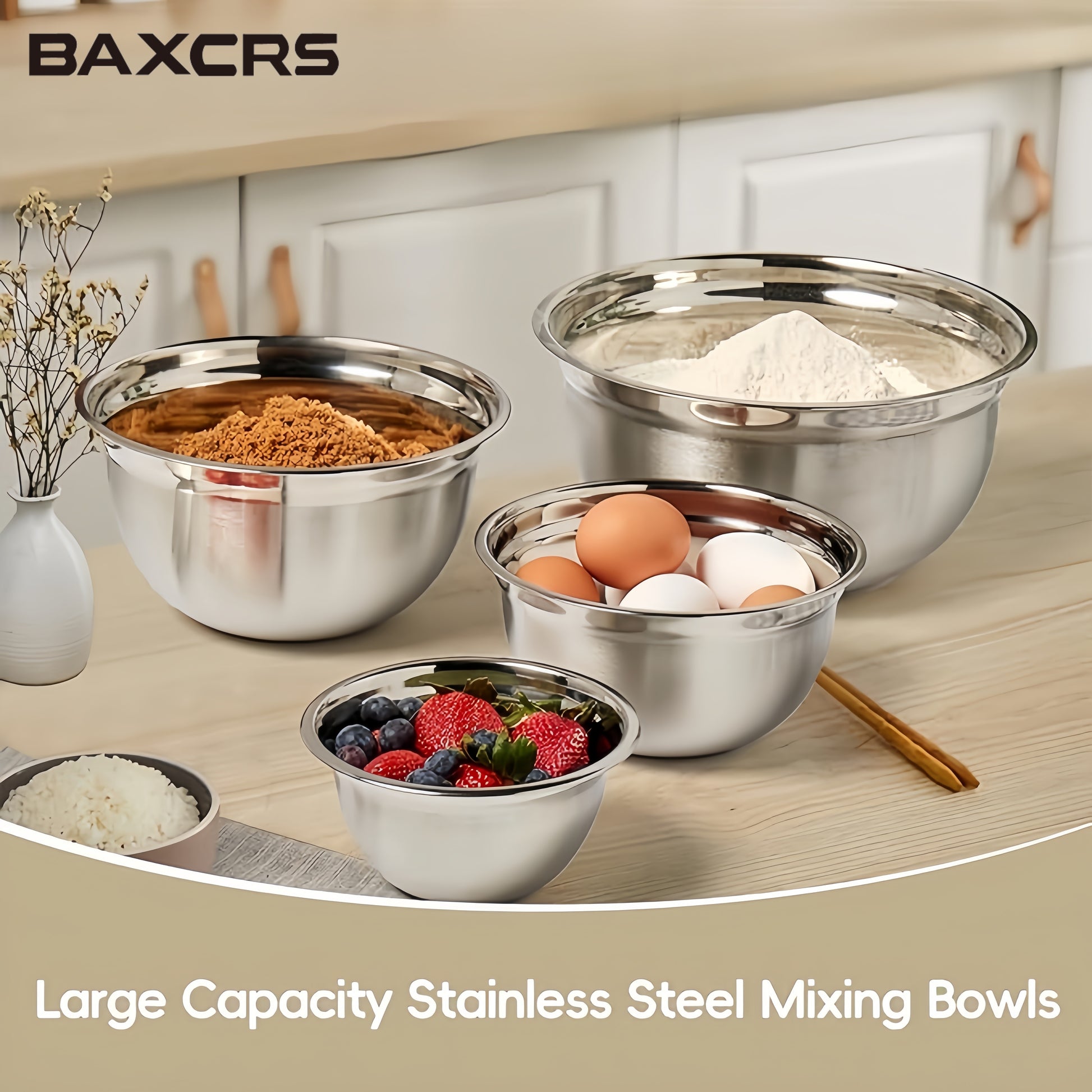BAXCRS 7 PCS Stainless Steel Mixing Bowls Set With Lids