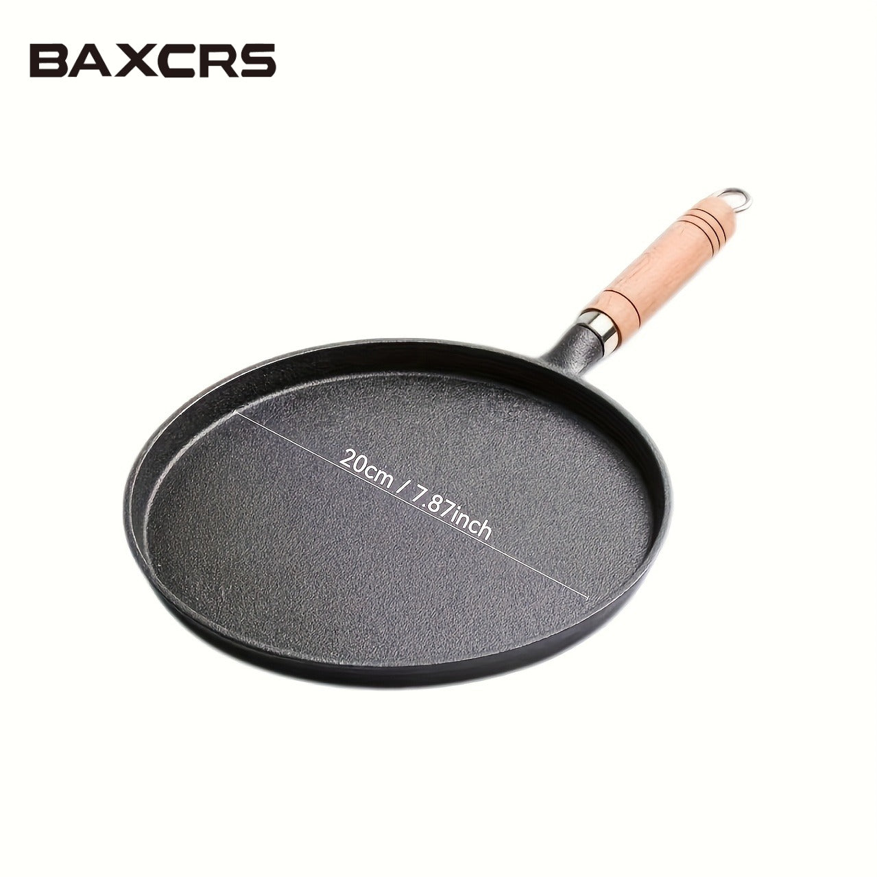 BAXCRS Cast Iron Skillet with Wooden Handle