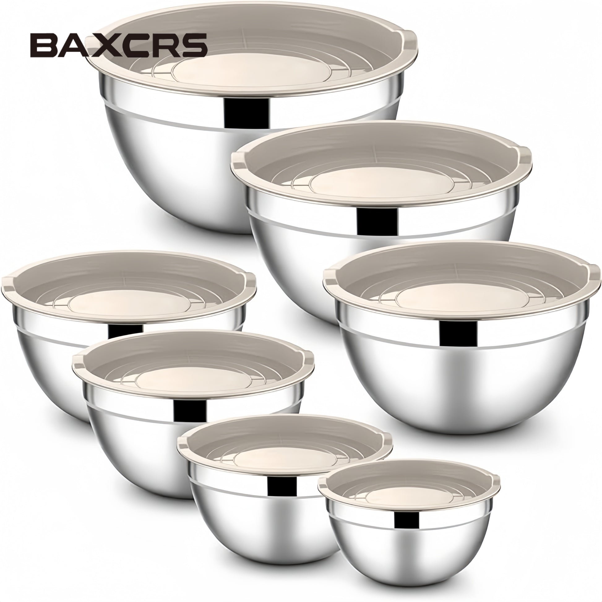 BAXCRS 7pcs Stainless Steel Mixing Bowl Set With Lid