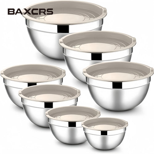 BAXCRS 7pcs Stainless Steel Mixing Bowl Set With Lid