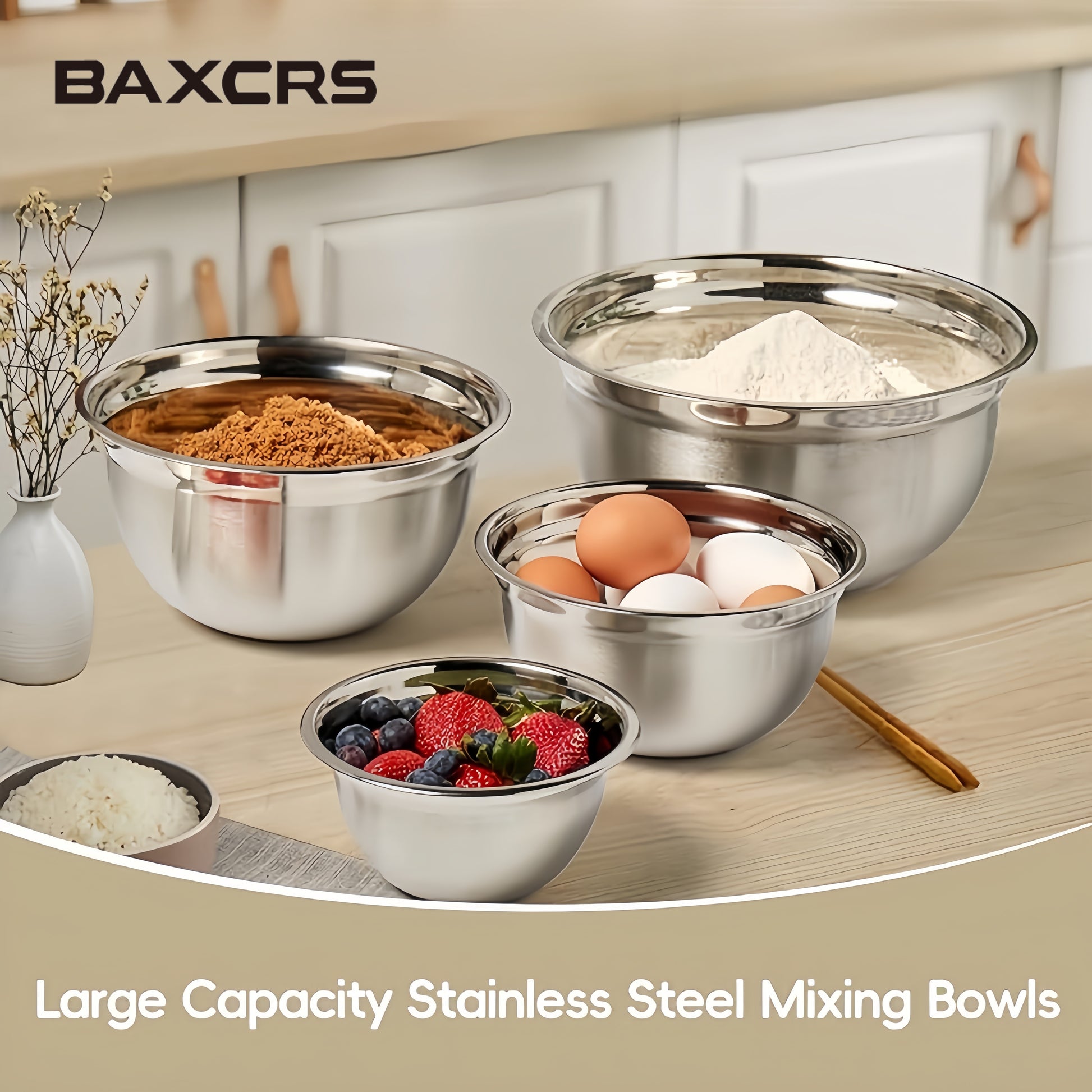 BAXCRS 7pcs Stainless Steel Mixing Bowl Set With Lid