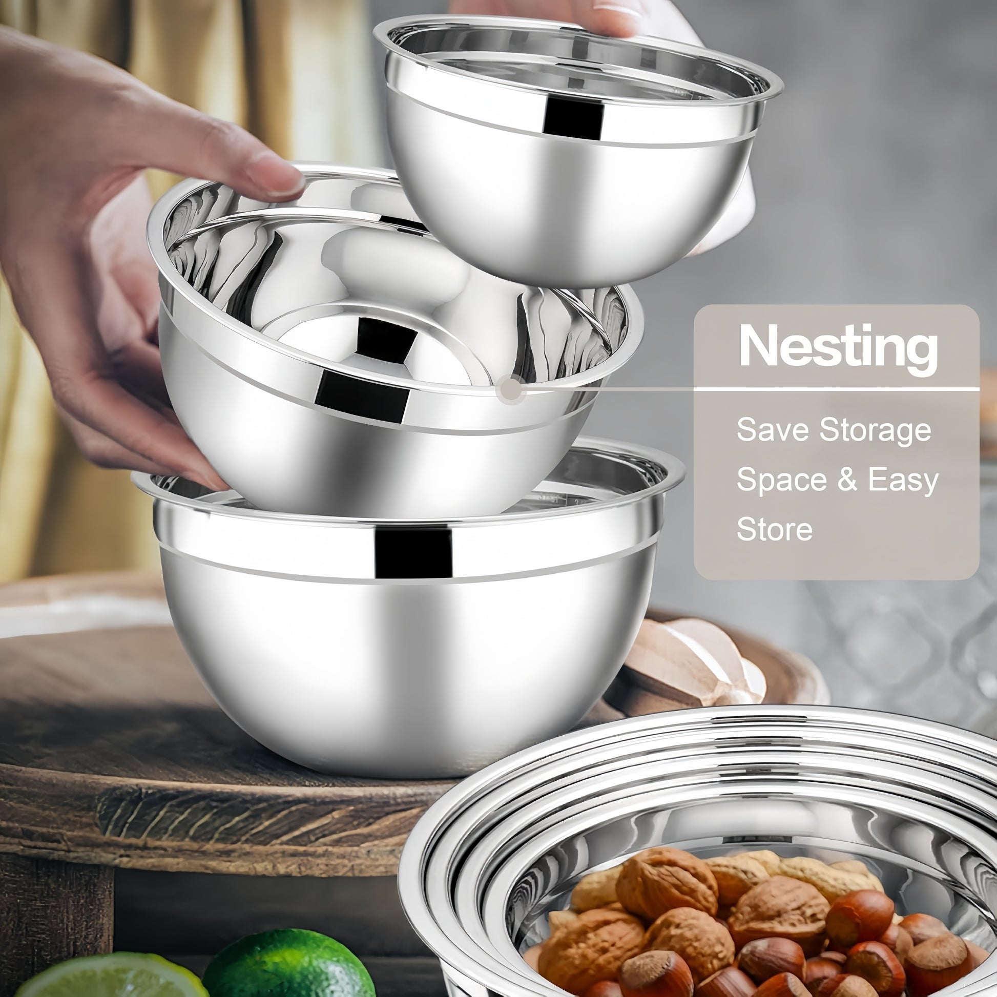 BAXCRS 7pcs Stainless Steel Mixing Bowl Set With Lid
