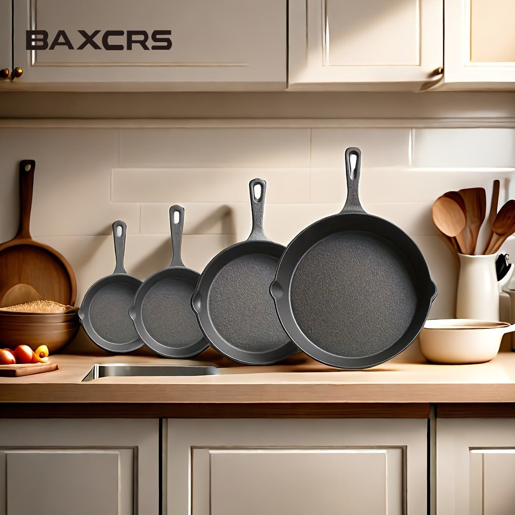 BAXCRS 4pcs Cast Iron Skillet